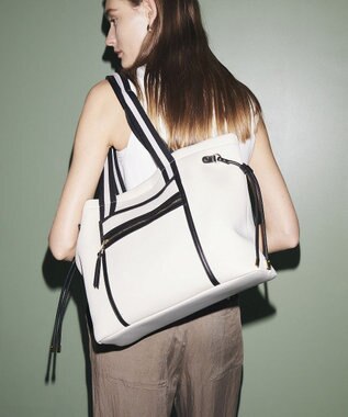 TOPKAPI 【新色追加】【TREASURE TOPKAPI】ネオプレン フロントポケット 2way トートバッグ クリーム