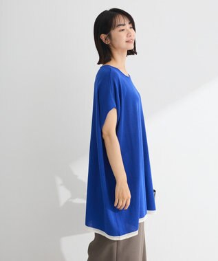 Green Parks 接触冷感ゆったりニットチュニック Blue