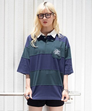 WEGO 【ユニセックス着用ITEM】ナンバリングラガーシャツ ダークグリーン