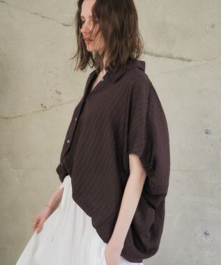 YECCA VECCA ストライプ柄シャツ Brown