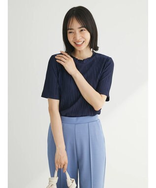 Green Parks プリーツ５分袖プルオーバー Dark Navy