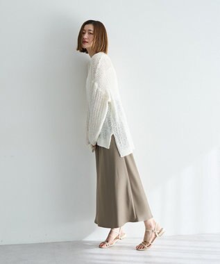 YECCA VECCA サテンフレアスカート Beige