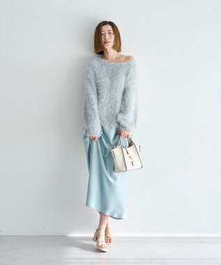 YECCA VECCA サテンフレアスカート Mint