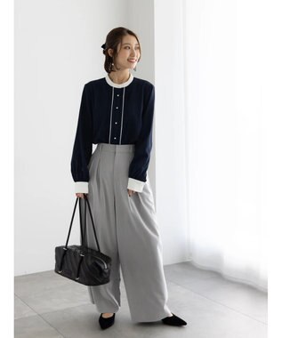 Te chichi タックワイドフルレングスパンツ グレー