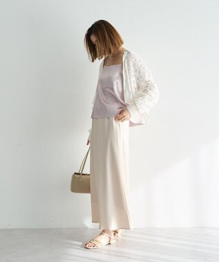 YECCA VECCA サテンフレアスカート Ivory