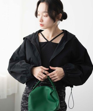 WEGO ショートナイロンブルゾン ブラック