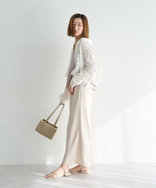 YECCA VECCA サテンフレアスカート Ivory