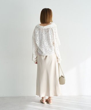 YECCA VECCA サテンフレアスカート Ivory