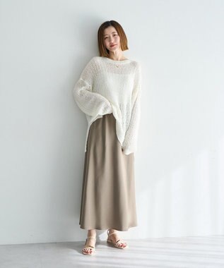 YECCA VECCA サテンフレアスカート Beige