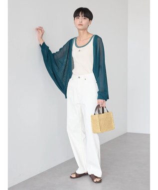 AMERICAN HOLIC ニュアンスメッシュニットカーディガン Green