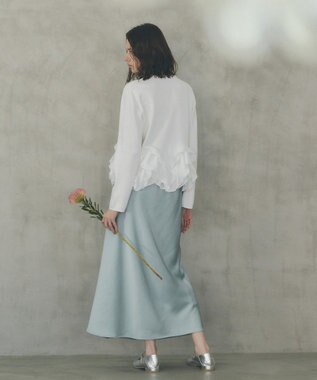 YECCA VECCA サテンフレアスカート Mint