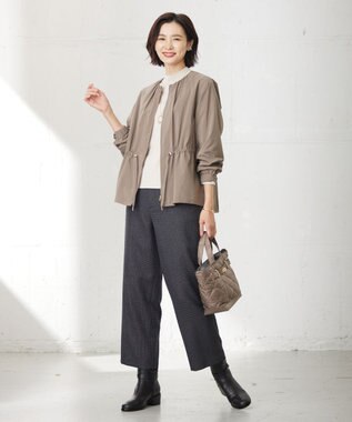 J.PRESS LADIES S T/W 杢 ライトツイード セミワイド パンツ ネイビー系3
