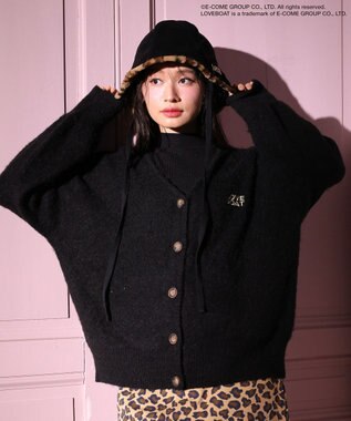 □LOVE BOAT ロゴ刺繍ニットカーディガン / Green Parks