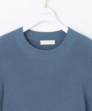 ANY SIS 【洗える】シアーディテール ニット ブルー