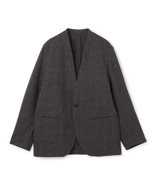 UNFILO MENS ウーリーノ ノーカラージャケット グレーチェック