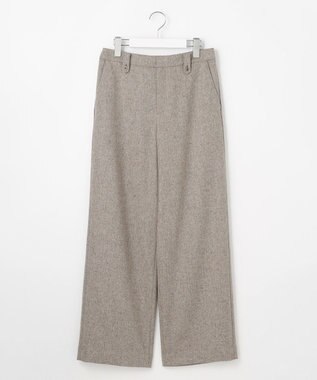 J.PRESS LADIES ネップヘリンボーンワイドパンツ モカ系