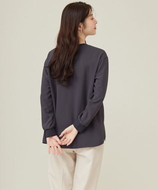 ANY SIS 【洗える】ジョーゼットロゴＴ ブラウス スレート