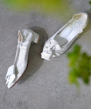 nouvelleRobe Oū 新色追加【本革・高反発】Butterfly knot ポインテッドトゥ パンプス アイボリーファブリック