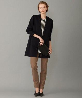 ICB 【洗える】シンセティックヤーンスムース ロングニットジャケット ブラック系