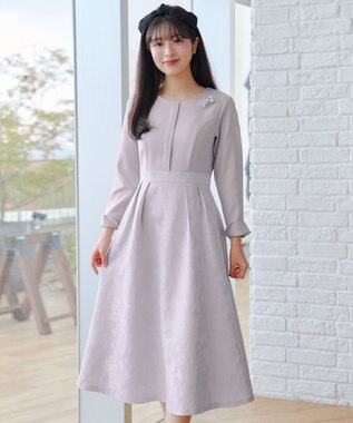 Tiaclasse フラワージャガードドッキングワンピース グレー