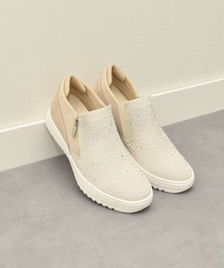 Bridget Birkin 【Round About】ラインストーンインヒールスニーカー ホワイトコンビ