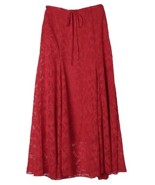 Green Parks シアージャガード花柄ボリュームスカート Red