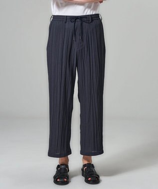 JOSEPH HOMME 【HIGH GRADE LINE】フォグプリーツストレッチ　ドロスト付ワイドストレートパンツ / HARRY CONVERTIBLE ネイビー系