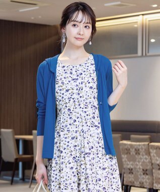 Tiaclasse L 【小倉優子さん着用】【洗える】サマーニットショートパーカー ブルー