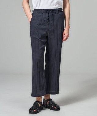 JOSEPH HOMME 【HIGH GRADE LINE】フォグプリーツストレッチ　ドロスト付ワイドストレートパンツ / HARRY CONVERTIBLE ネイビー系