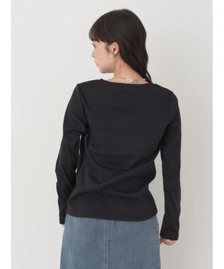 earth music&ecology チェーンリブクルーネックプルオーバー Black