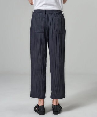 JOSEPH HOMME 【HIGH GRADE LINE】フォグプリーツストレッチ　ドロスト付ワイドストレートパンツ / HARRY CONVERTIBLE ネイビー系