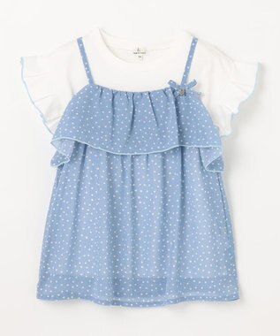 組曲 KIDS 【110-140㎝】ドットキャミ＋TシャツSET サックスブルー×オフホワイト
