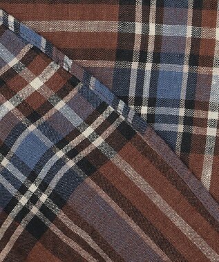 J.PRESS MEN フレンチリネンビッグチェックシャツ ブラウン系3