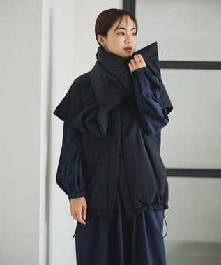 #Newans 【撥水/洗える】ビックスクエア中綿ベスト ブラック