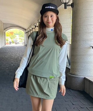 PW CIRCULUS 【撥水加工 / 小さくまとまる】【UNISEX】オーバーサイズ パッカブルベスト ゴルフウェア メンズ レディース グリーン系