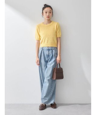 earth music&ecology ツイストブークレ半袖プルオーバー Light Yellow