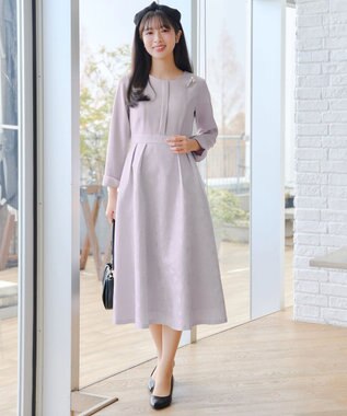 Tiaclasse フラワージャガードドッキングワンピース グレー