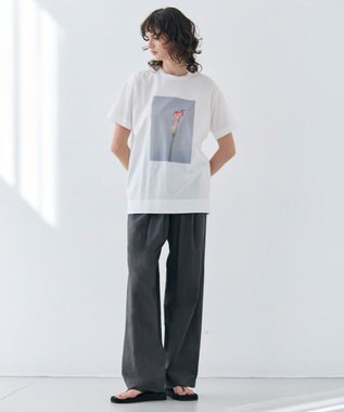 BEIGE， 【洗える・CLUEL 5月号掲載】MALLOW / コットンイージーワイドパンツ Slate