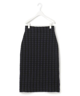 ICB 【洗える】ハウンドトゥースパターン ニットスカート ネイビー系