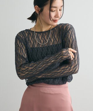 Green Parks パネルラインレースカットプルオーバー Gray