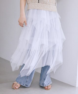 earth music&ecology 2wayレイヤードチュールスカート Off White