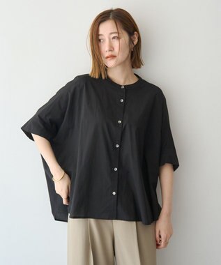 YECCA VECCA バック刺繍バンドカラーシャツ Black