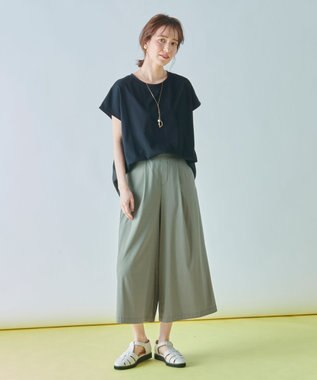 ANY 【ウエストゴム】清涼リラックスクロップドパンツ ライトカーキ