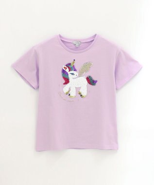 ANY KIDS ミラクルスパンコール 半袖 Tシャツ ラベンダー×ユニコーン
