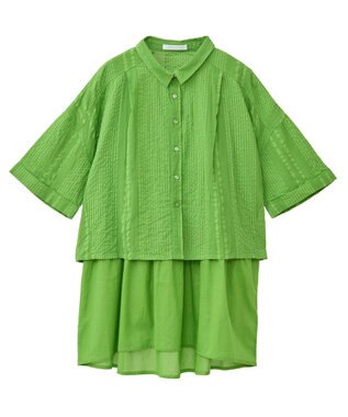 Green Parks Ｉ　ＳＥＴ２点　ギャザーシャツ＋布帛インナー Green
