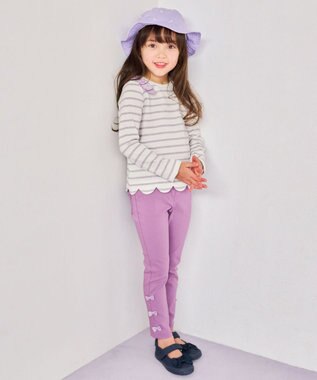 ANY KIDS 裾リボンストレート パンツ ラベンダー