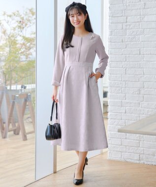 Tiaclasse フラワージャガードドッキングワンピース グレー