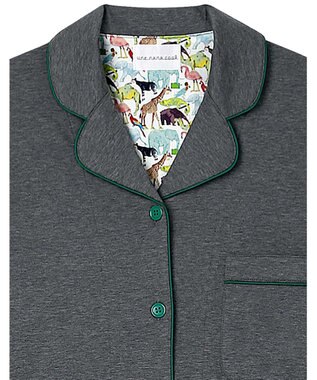 une nana cool 【綿100%】60/1 シルケットスムース 長袖開襟 MADE WITH LIBERTY FABRIC ダークグレー