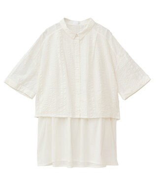 Green Parks Ｉ　ＳＥＴ２点　ギャザーシャツ＋布帛インナー Off White