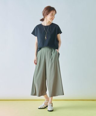 ANY 【ウエストゴム】清涼リラックスクロップドパンツ ライトモカ